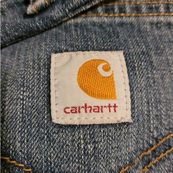 Carhartt Men Relaxed Straight Jeans 38x30 Blue Denim Distressed Workwear Utility - Picture 10 of 12